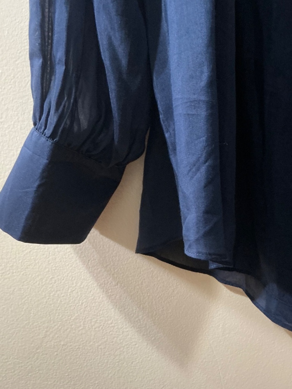 NWT Quince Sheer Cotton Silk Voile Navy Blouse XL - Picture 3 of 7